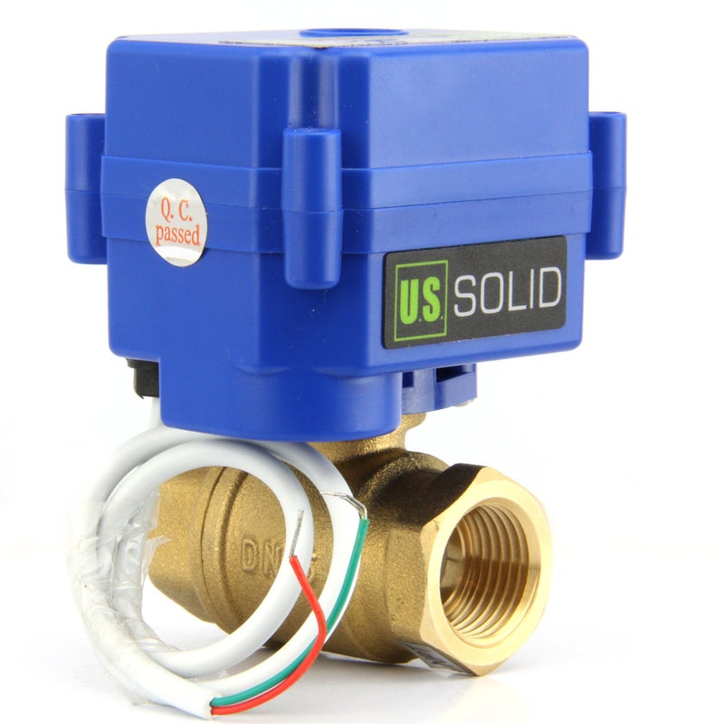 U.S. Solid Motorized Ball Valve- 1/2" Brass Ball Valve with Full Port, 9-24V AC/DC and 2 Wire Auto Return Setup - Image 2